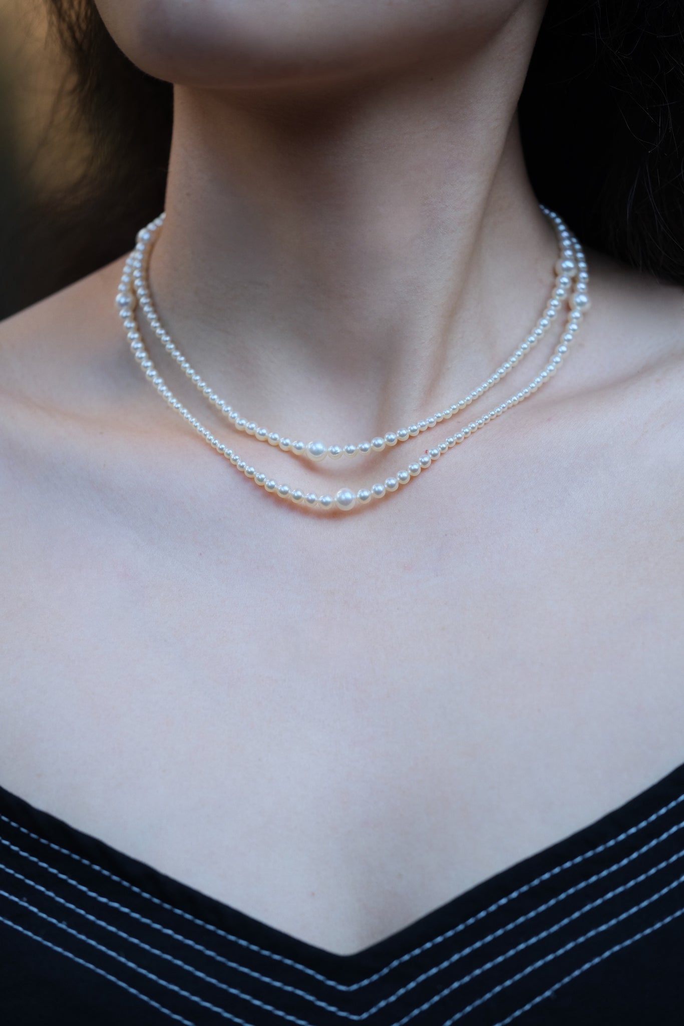 Urbaine | 3-6.5mm Cream Golden Akoya Pearl Opera Necklace