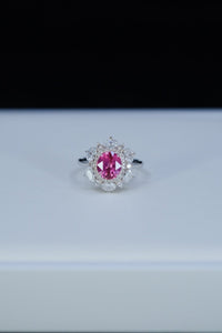 Urbaine | Neon Pink Spinel and Diamond Ring in 18K White Gold