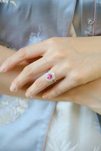 Urbaine | Neon Pink Spinel and Diamond Ring in 18K White Gold