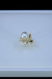 AUTORE Jewelry | White South Sea Pearl & Diamond Papillon Ring in 18K Yellow Gold