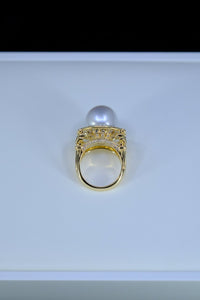 AUTORE Jewelry | White South Sea Pearl & White Sapphire & Diamond Ring in 18K Yellow Gold