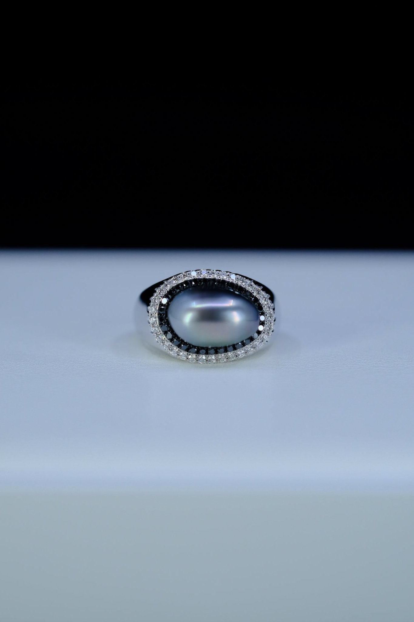 Bespoke Archive | Tahitian Keshi Pearl and Diamond Ring in 18K White Gold