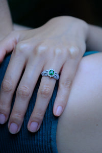 Noble | Emerald and Diamond Ring in 18K White Gold