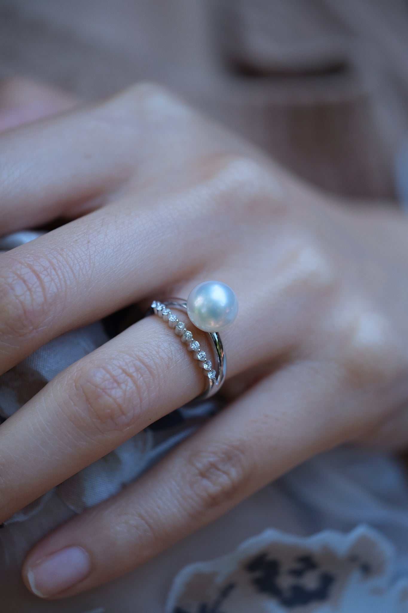 Noble | South Sea Pearl and Diamond Ring in 18K Gold