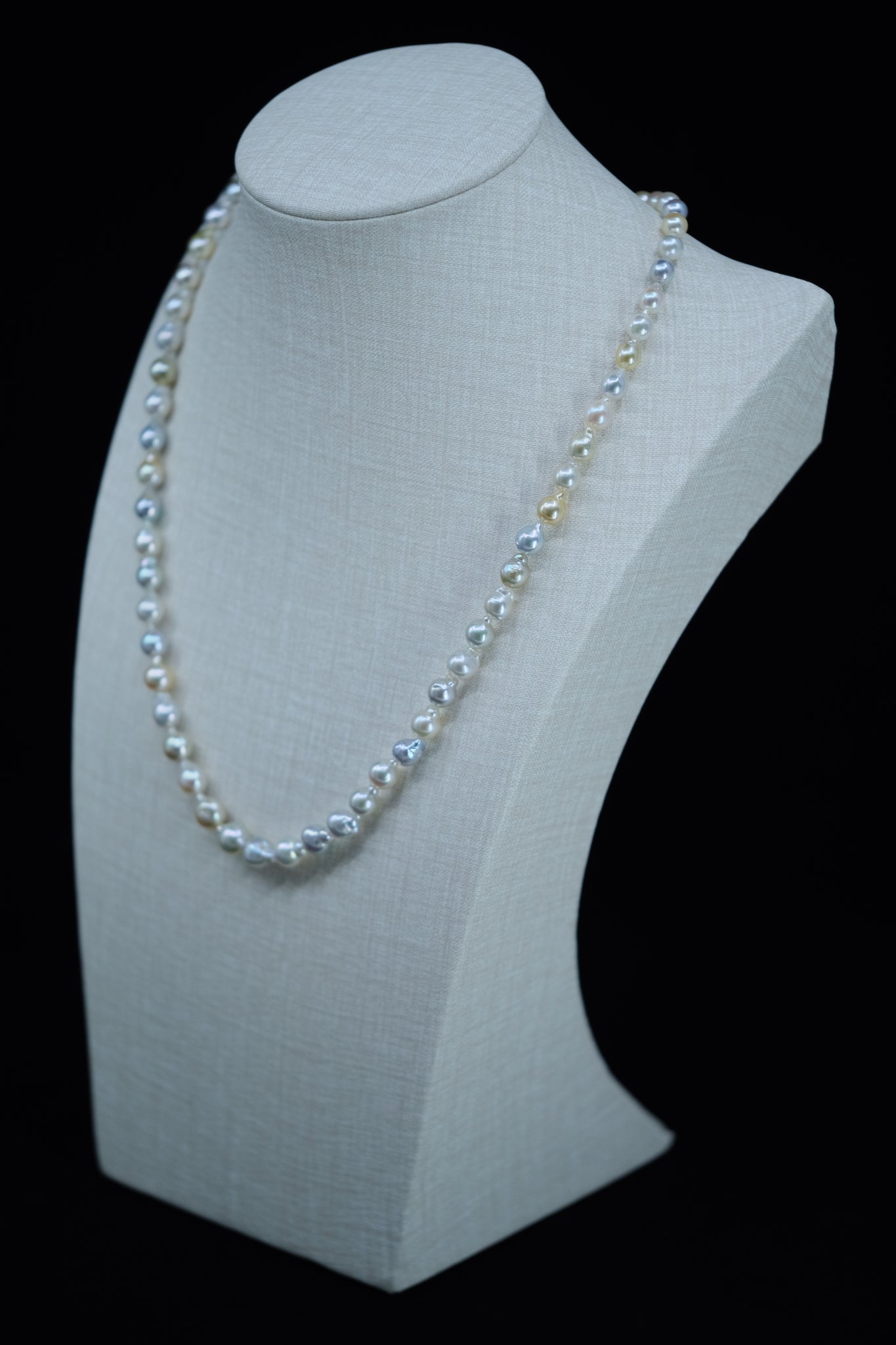 Jardin | 4.5x7.5mm Akoya Pearl Necklace | Size-Graduated Semi-Baroque Multi-Color