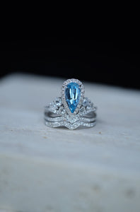 Bespoke Archive | Aquamarine & Diamond & Sapphire Ring Set in 18K White Gold