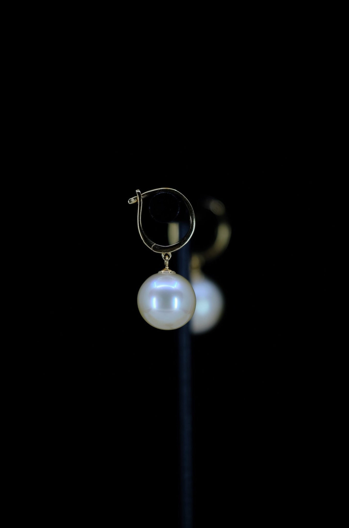 Urbaine | Golden South Sea Pearl (Cream Rose) and Diamond Earrings in 18K Yellow Gold