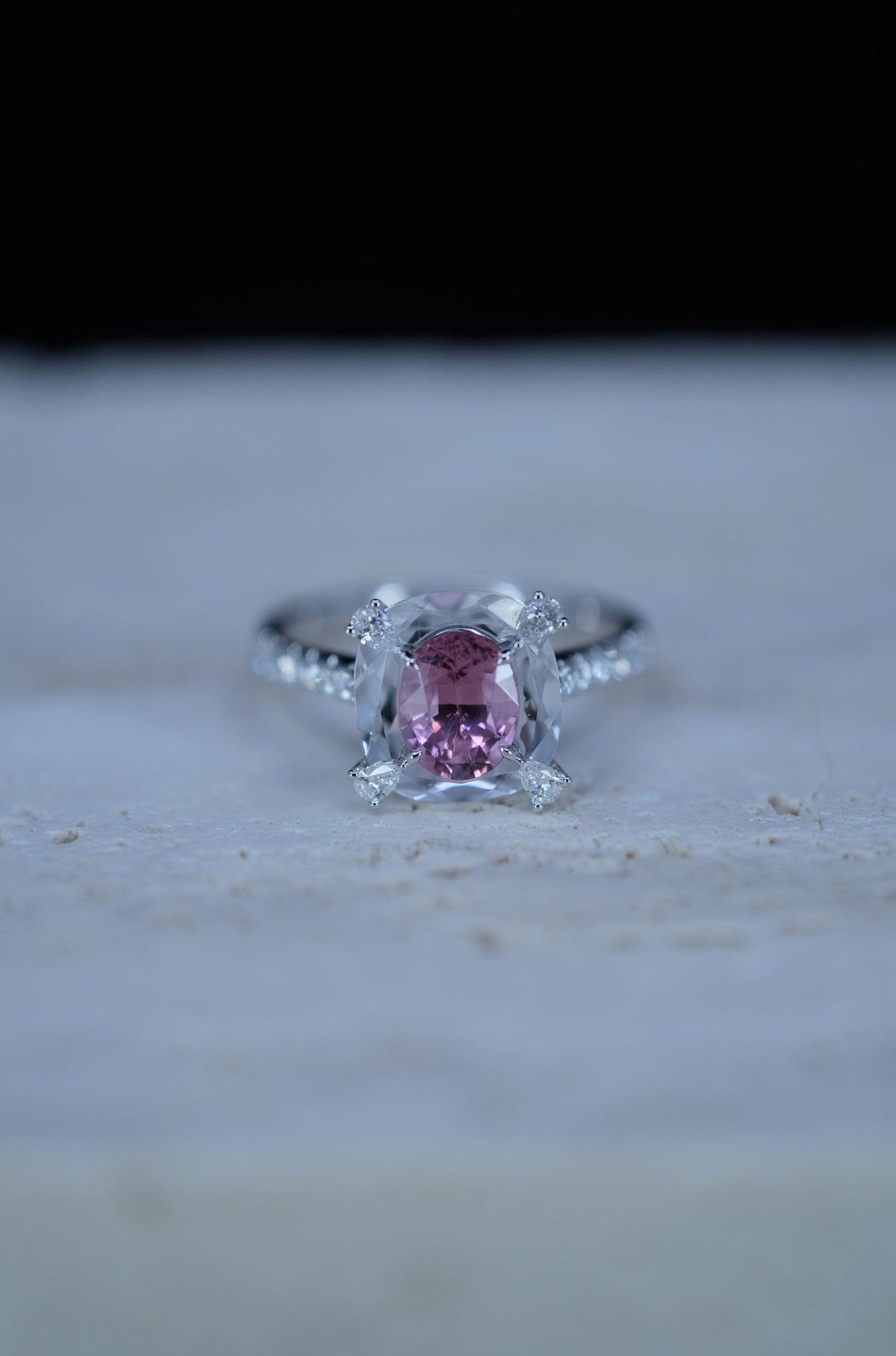 La Merveille | Spinel & Diamond & Crystal Ring in 18K White Gold