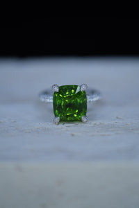 Urbaine | Peridot and Diamond Ring in 18K White Gold