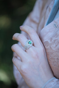 Mélodie | Tsavorite and Diamond Ring in 18K White Gold