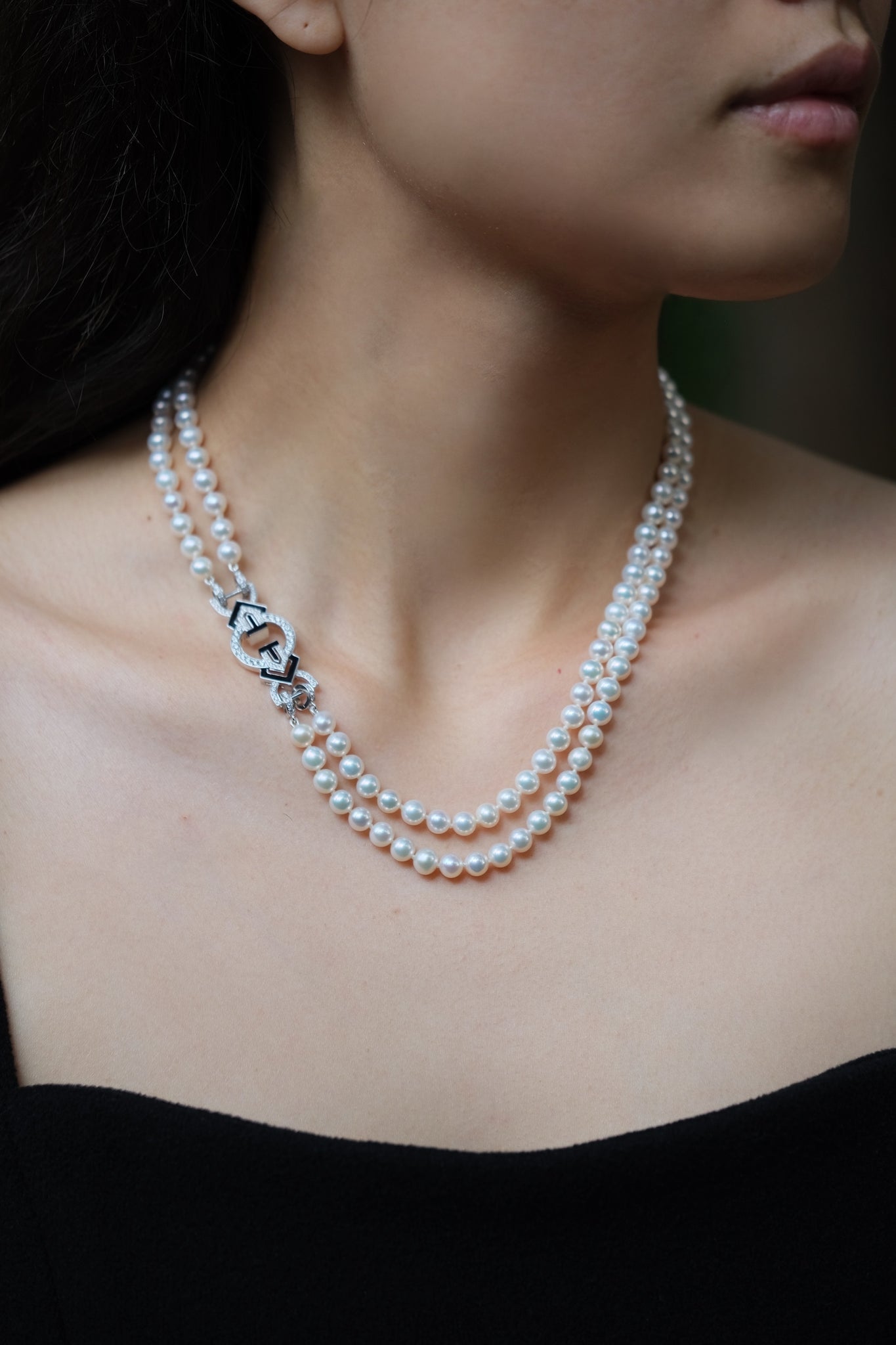 La Merveille | 6-6.5mm Pearl & Diamond & Onyx Multi-Wear Jewelry in 18K White Gold