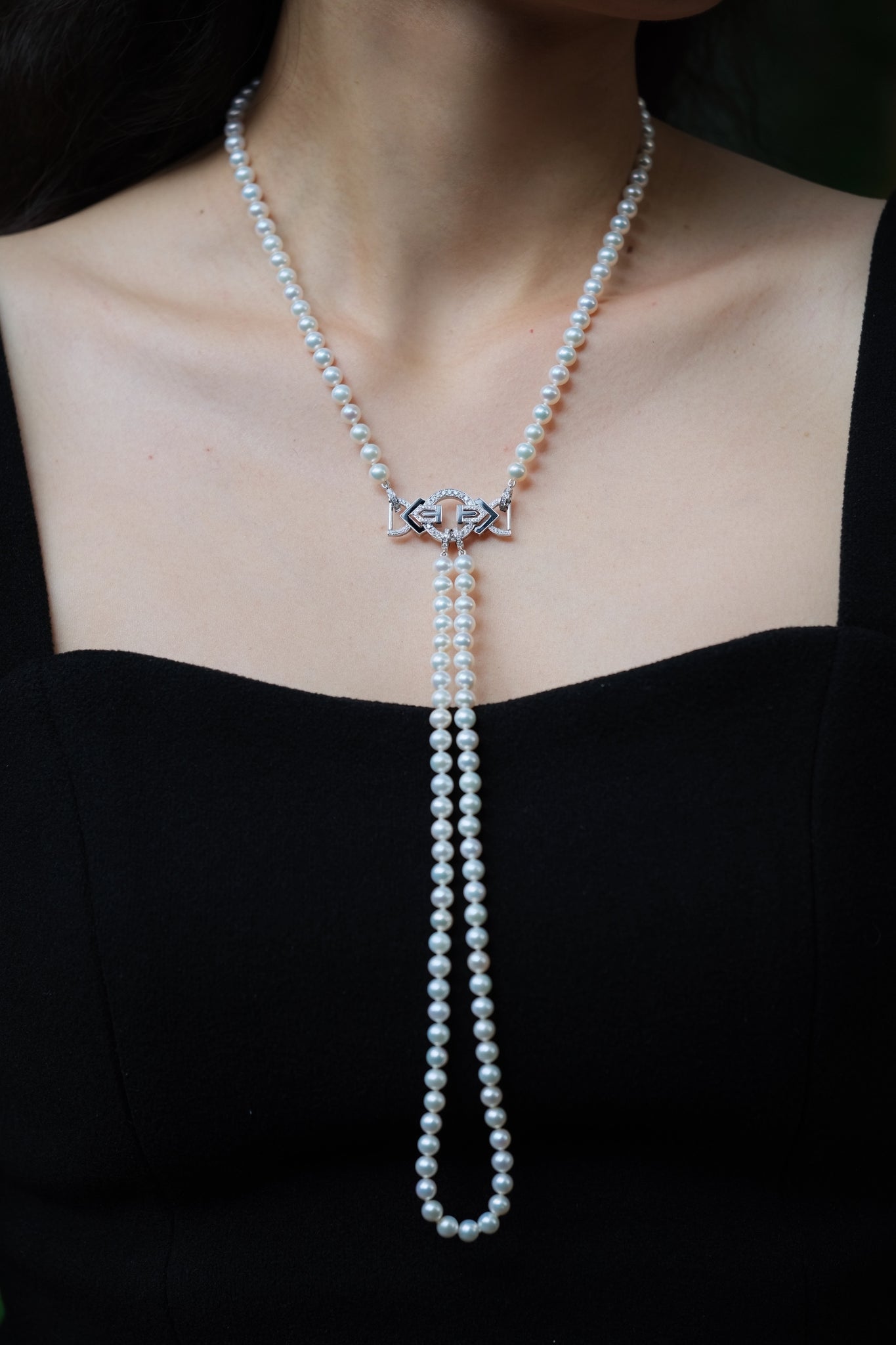 La Merveille | 6-6.5mm Pearl & Diamond & Onyx Multi-Wear Jewelry in 18K White Gold