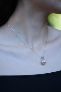 Urbaine | Golden South Sea Pearl (Cream Rose) and Diamond Pendant in 18K White Gold