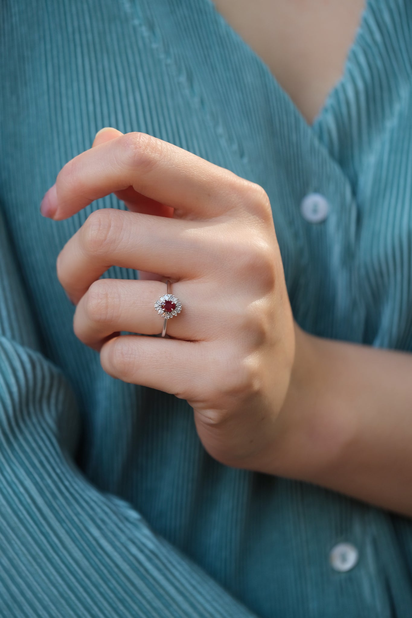 Urbaine | Ruby and Diamond Ring in 18K White Gold