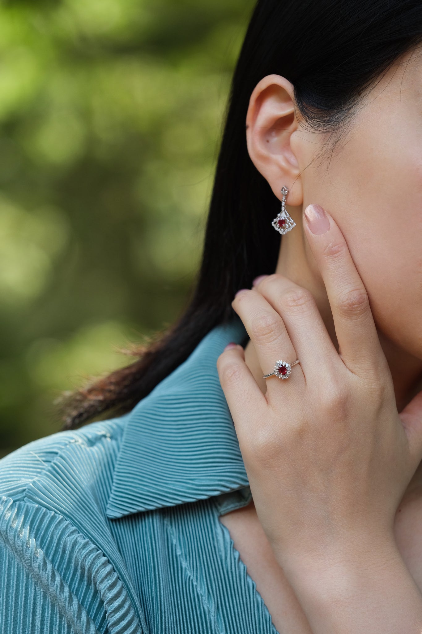 Urbaine | Ruby and Diamond Ring in 18K White Gold