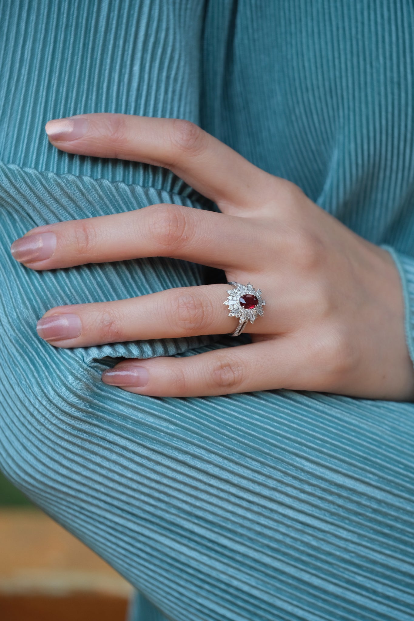 Mélodie | Ruby and Diamond Ring in 18K White Gold