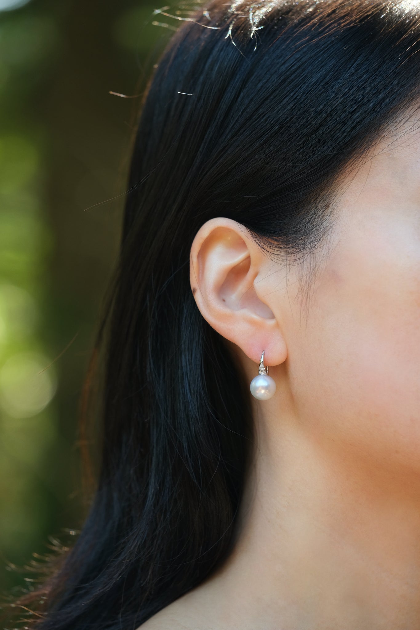 AUTORE Jewelry | White South Sea Pearl and Diamond Hook Earrings in 18K White Gold