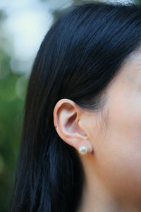 Urbaine | Golden South Sea Pearl (Cream Rose) and Diamond Earrings in 18K Yellow Gold