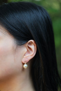 Urbaine | Golden South Sea Pearl (Cream Rose) and Diamond Earrings in 18K Yellow Gold