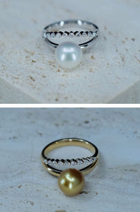 Noble | South Sea Pearl and Diamond Ring in 18K Gold