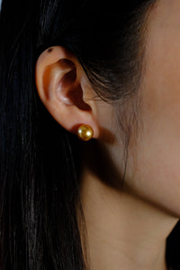 Classique | Golden South Sea Near-Round Pearl (Rich Golden) Stud Earrings in 18K Yellow Gold